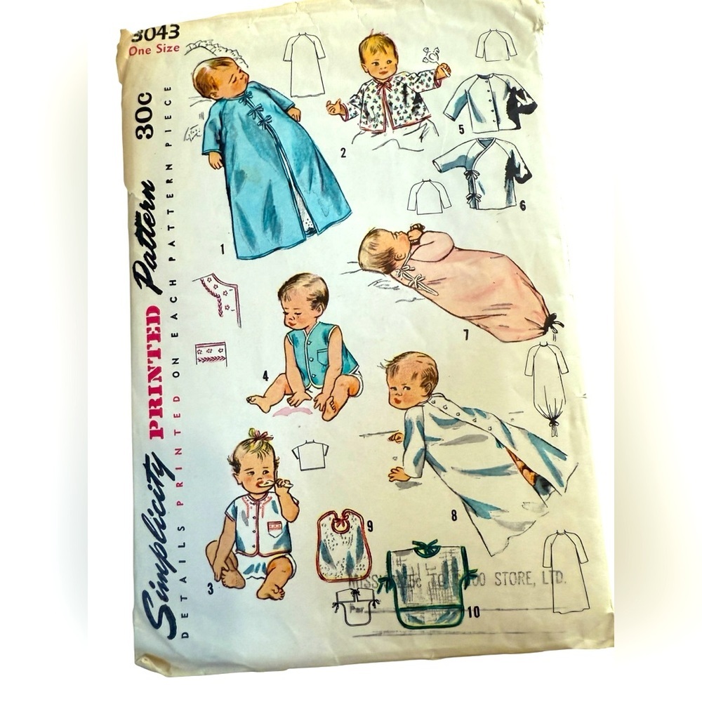 1960s Simplicity 5163 Vintage Sewing Pattern Infant Layette, Rare find, vintage